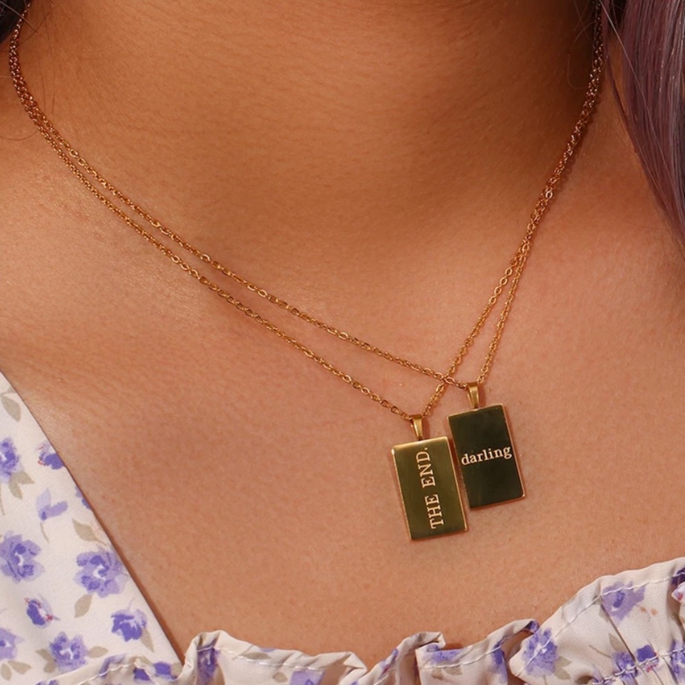 NEW 18K GOLD ENGRAVED LETTERS NECKLACE, NICE NECKLACE, CUTE NECKLACE - Picture 3 of 8